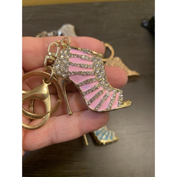 Bag Charm High Heel Bling Fashion Keychain Lot Of 10 Princess Diva Party Favors - Picture 10 of 12